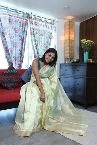 Light Yellow Chanderi Silk Saree-SRLYCSS69