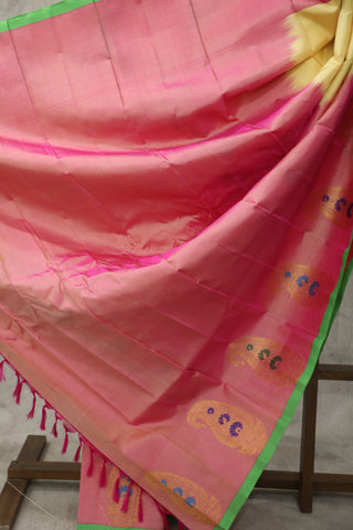 Vanilla Yellow Gadwal Silk Saree - SRVYGSS405