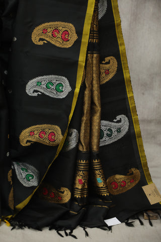 Black Gadwal Silk Saree - SRBGSS407