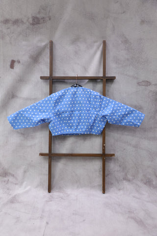 Round Neck Blue HBP Cotton Blouse