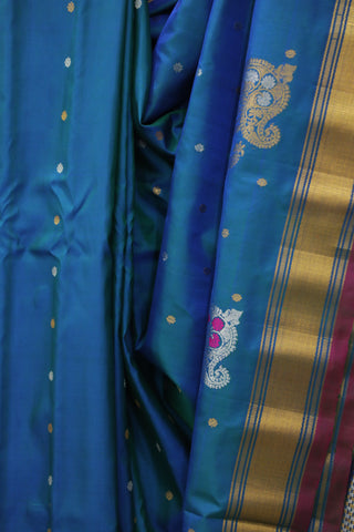 Peacock Blue Gadwal Silk Saree - SRPBGSS403