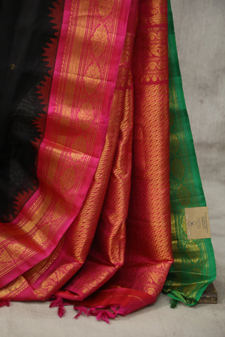 Black Gadwal Silk Saree - SRBGSS412