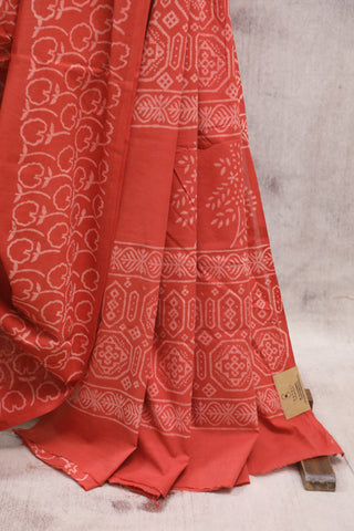 Red HBP Cotton Saree - SRRCS1359