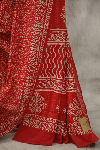 Red HBP Cotton Saree - SRRCS1604