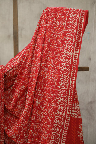 Red HBP Cotton Saree - SRRCS1604