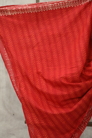 Red HBP Cotton Saree - SRRCS1604