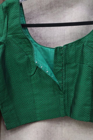 Green Khun Blouse With Maroon Border-SRGKB38