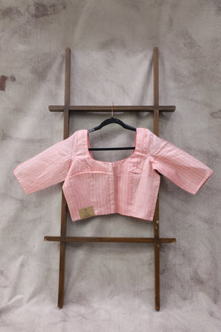 Plain Baby Pink Tussar Silk Blouse With Sequin - SRPBPTSB3