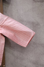 Plain Baby Pink Tussar Silk Blouse With Sequin - SRPBPTSB3