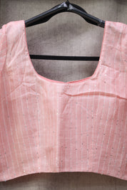 Plain Baby Pink Tussar Silk Blouse With Sequin - SRPBPTSB3