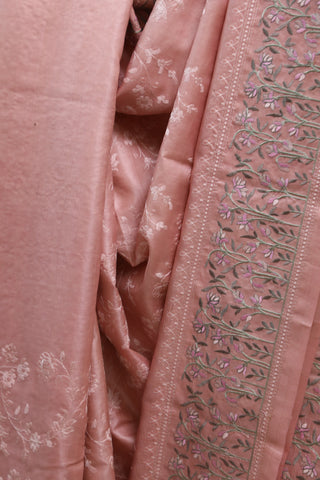 Pink Machine Embroidered Tussar Silk Saree-SRPMETSS784