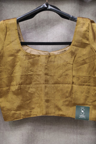 Dark Golden Tissue Tussar Silk Blouse-SRDGRSB