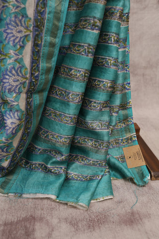 Aqua Green HBP Cotton Silk Chanderi Saree With Maheshwari Border - SRAGCSCS590