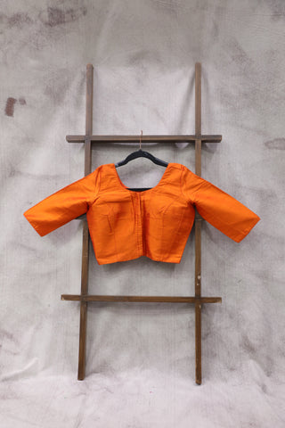 Orange Raw Silk Blouse