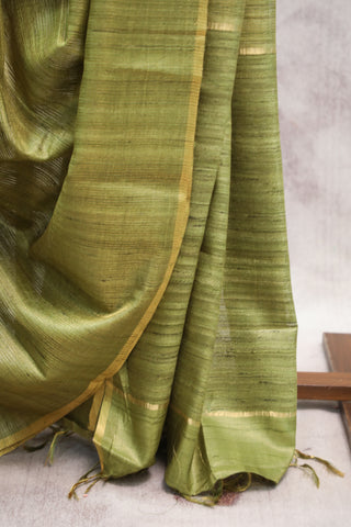 Green Tussar Silk Saree-SRGTSS792