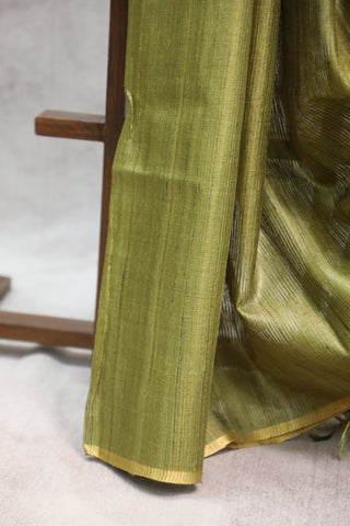 Green Tussar Silk Saree-SRGTSS792