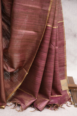 Purple Tussar Silk Saree-SRPTSS802