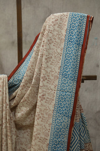 Cream HBP Cotton Saree - SRCCS1617