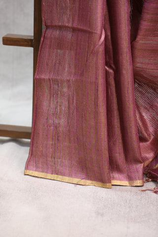 Purple Tussar Silk Saree-SRPTSS803