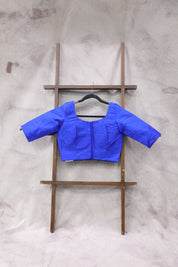 Royal Blue Raw Silk Blouse-SRRBRSB