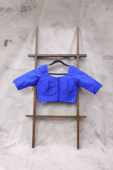 Royal Blue Raw Silk Blouse-SRRBRSB
