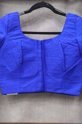 Royal Blue Raw Silk Blouse-SRRBRSB