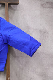 Royal Blue Raw Silk Blouse-SRRBRSB