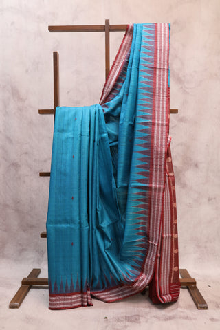 Teal Blue Tussar Silk With Heavy Pallu Saree - SRTBTSHPS739