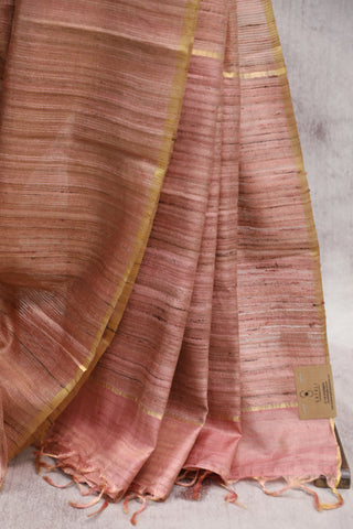 Pastel Pink Tussar Silk Saree-SRPTSS804