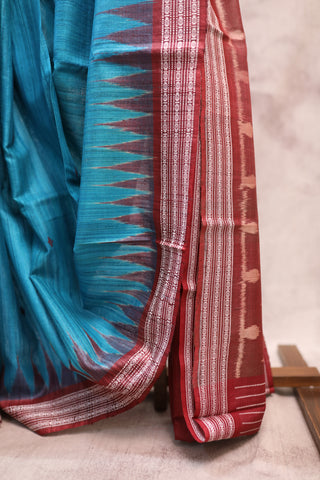 Teal Blue Tussar Silk With Heavy Pallu Saree - SRTBTSHPS739