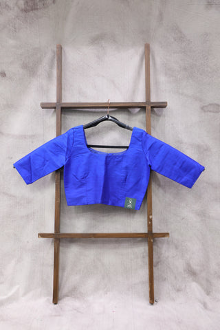 Royal Blue Raw Silk Blouse-SRRBRSB