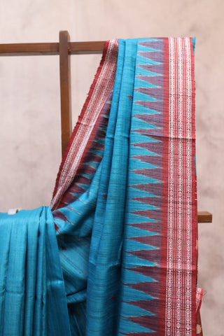 Teal Blue Tussar Silk With Heavy Pallu Saree - SRTBTSHPS739