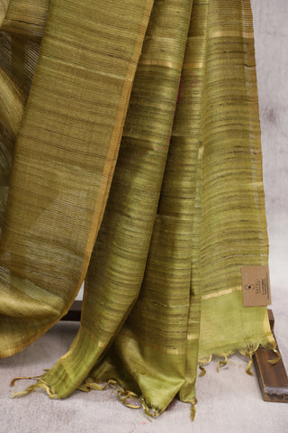 Green Tussar Silk Saree-SRGTSS795