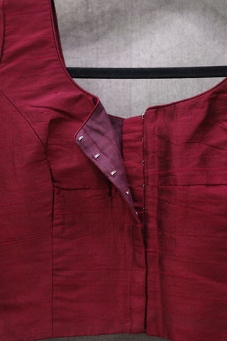 Wine Raw Silk Blouse-SRWRSB8