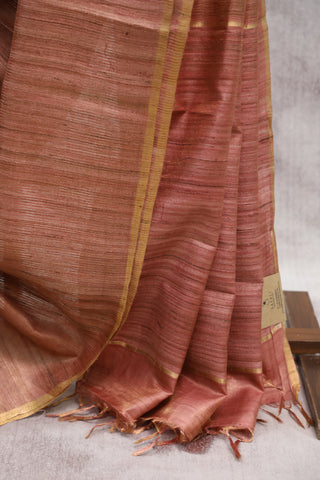 Pink Tussar Silk Saree-SRPTSS796