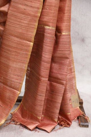 Peach Tussar Silk Saree-SRPTSS793