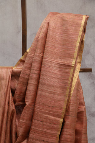 Peach Tussar Silk Saree-SRPTSS793