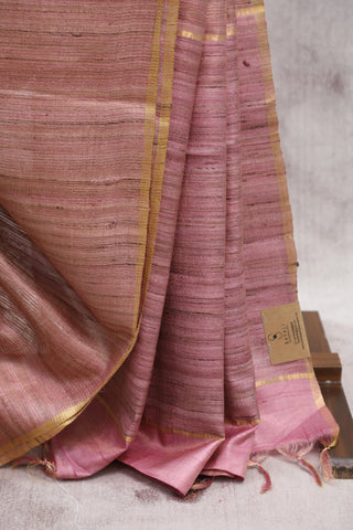 Pink Tussar Silk Saree-SRPTSS801