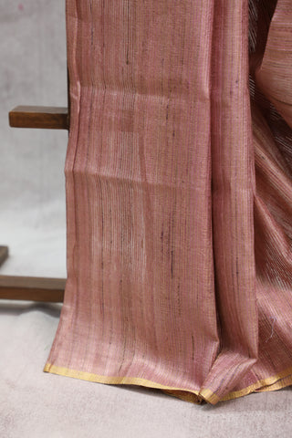 Pink Tussar Silk Saree-SRPTSS801