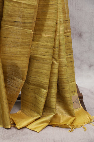 Yellow Tussar Silk Saree-SRYTSS794