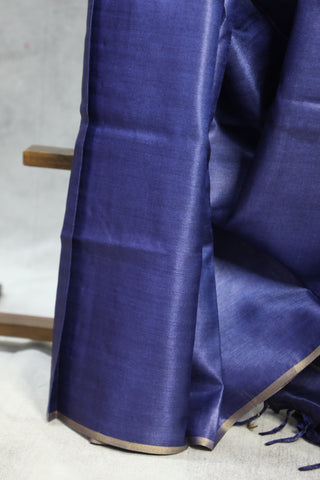 Blue Tussar Silk Saree-SRBTSS813