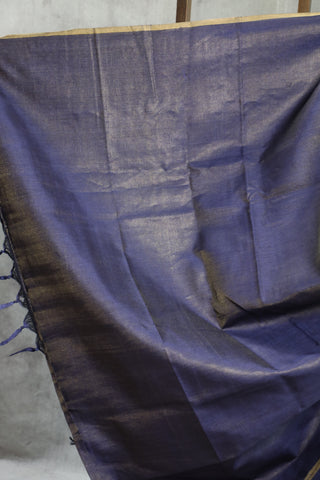 Blue Tussar Silk Saree-SRBTSS813