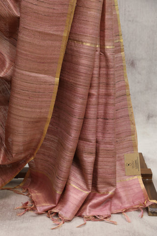 Pastel Pink Tussar Silk Saree-SRPPTSS800