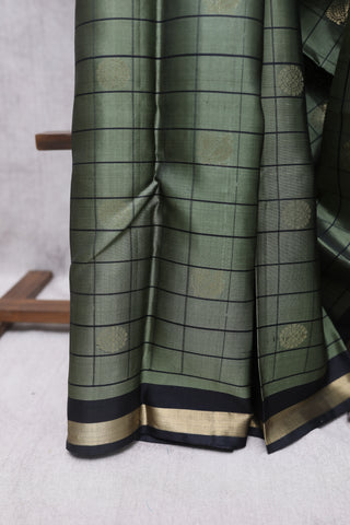 Olive Green Kanjeevaram Silk Saree-SROGKSS425