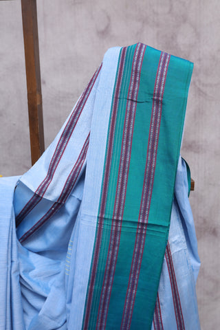 Light Blue Cotton Ilkal Saree-SRLBCIS289