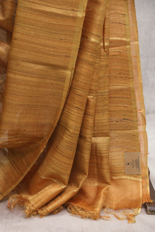 Gold-Yellow Tussar Silk Saree-SRGYTSS805