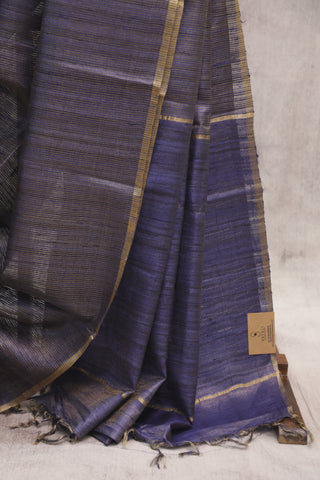 Blue Tussar Silk Saree-SRBTSS806