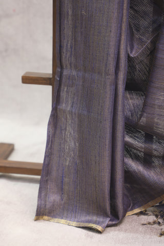 Blue Tussar Silk Saree-SRBTSS806