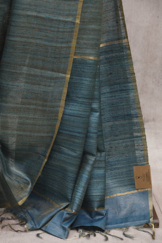 Blue Tussar Silk Saree-SRBTSS809