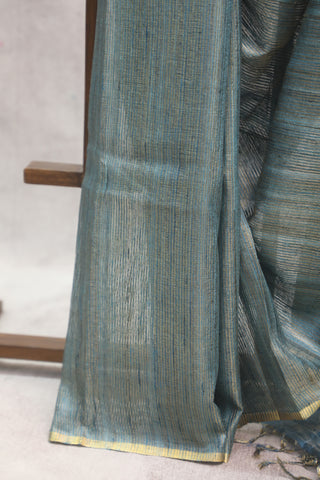 Blue Tussar Silk Saree-SRBTSS809